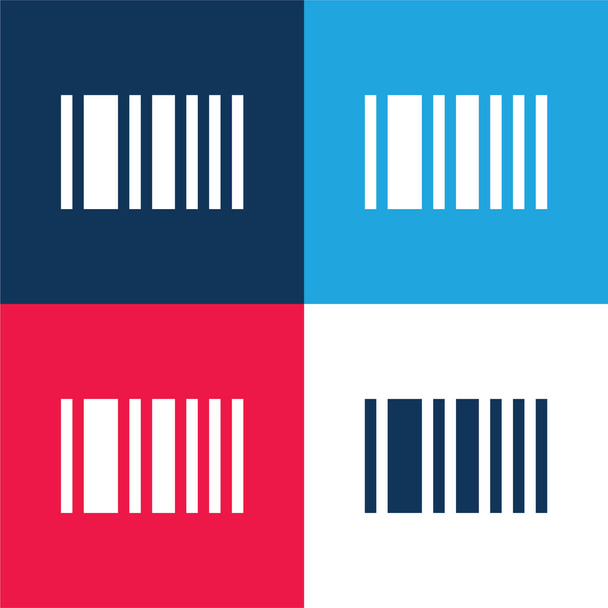 Viivakoodi sininen ja punainen nelivärinen minimaalinen kuvakesarja - Vektori, kuva