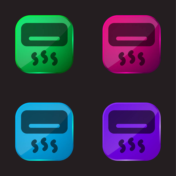 Κλιματιστικό τέσσερις χρώμα γυαλί εικονίδιο κουμπί - Διάνυσμα, εικόνα