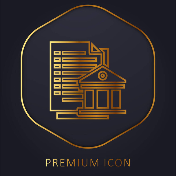 Banking golden line premium logo or icon - Vector, Image