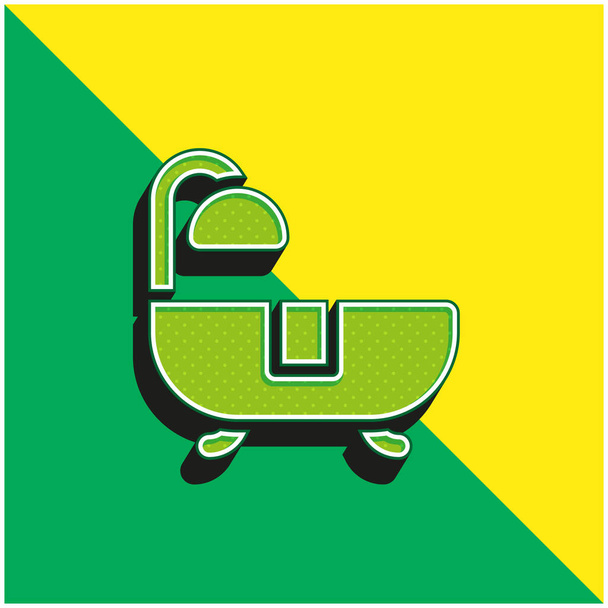 Baño verde y amarillo moderno 3d vector icono logo - Vector, imagen