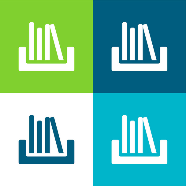 Bücherregal Flache vier Farben minimales Icon-Set - Vektor, Bild