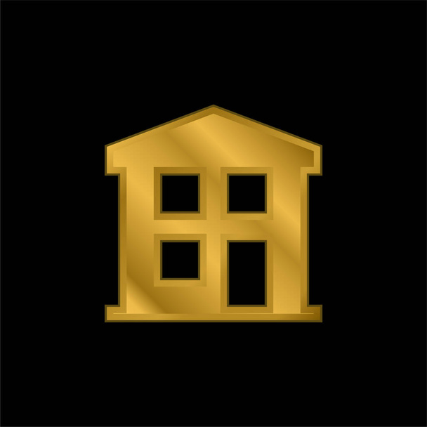 Apartamento chapado en oro icono metálico o logo vector - Vector, imagen