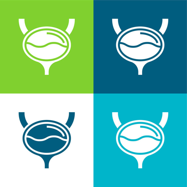 Húgyhólyag Lapos négy szín minimális ikon készlet - Vektor, kép