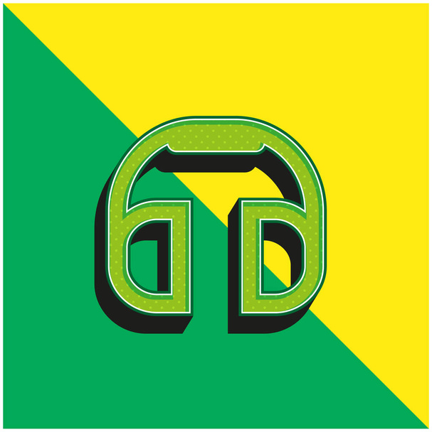 Auricular de gran tamaño verde y amarillo moderno logotipo del icono del vector 3d - Vector, Imagen