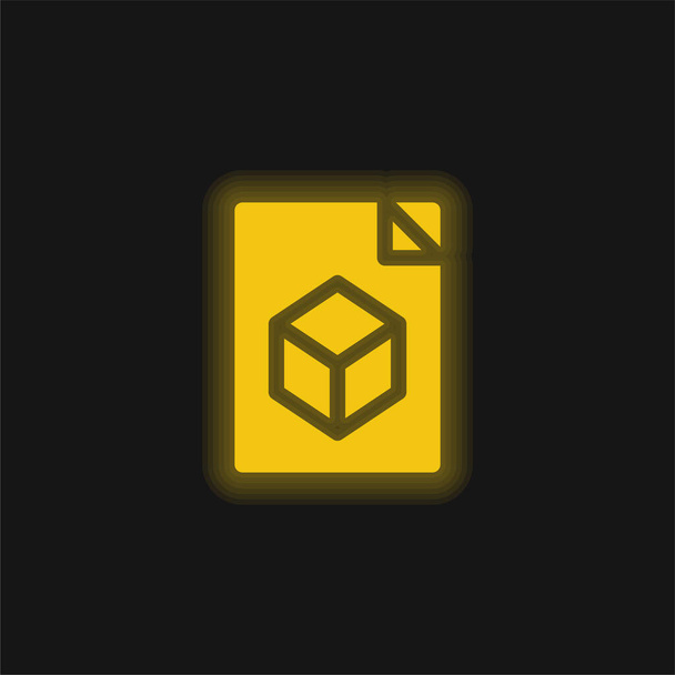 Arquivo 3d amarelo brilhante ícone de néon - Vetor, Imagem