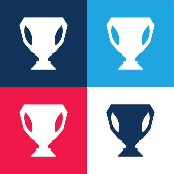Big Cup Trophy Shape blue and red four color minimal icon set - Vector, Image
