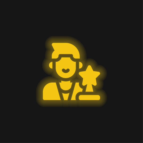 Actor yellow glowing neon icon - Vector, Image