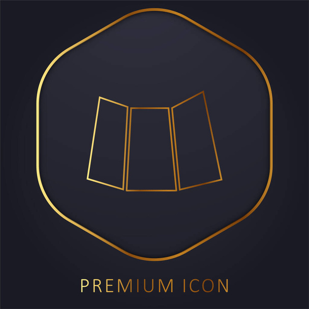 Black Printed Folded Paper golden line premium logo or icon - Vector, Image