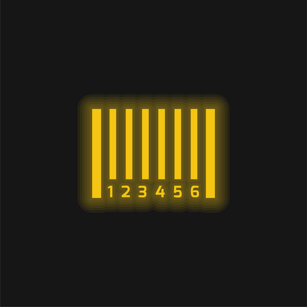 Barcode yellow glowing neon icon - Vector, Image