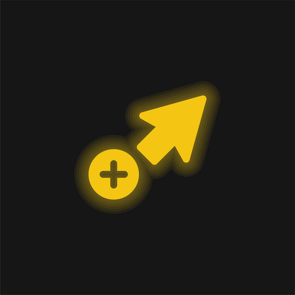 Add Pointer yellow glowing neon icon - Vector, Image