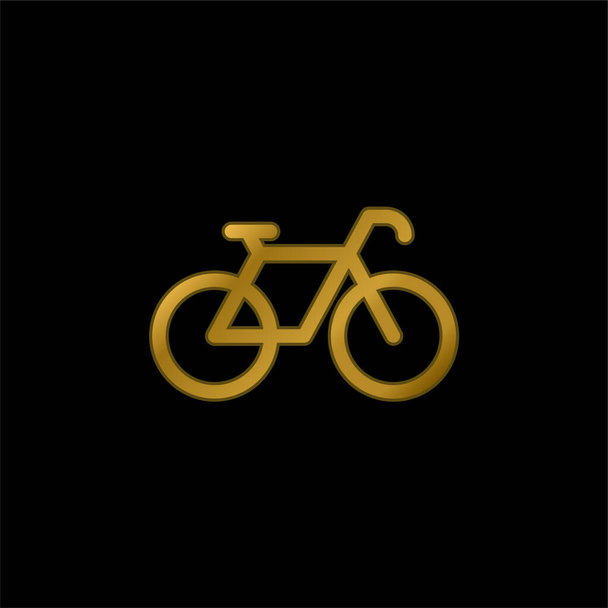 Bicicleta enfrentando direito banhado a ouro ícone metálico ou vetor logotipo - Vetor, Imagem