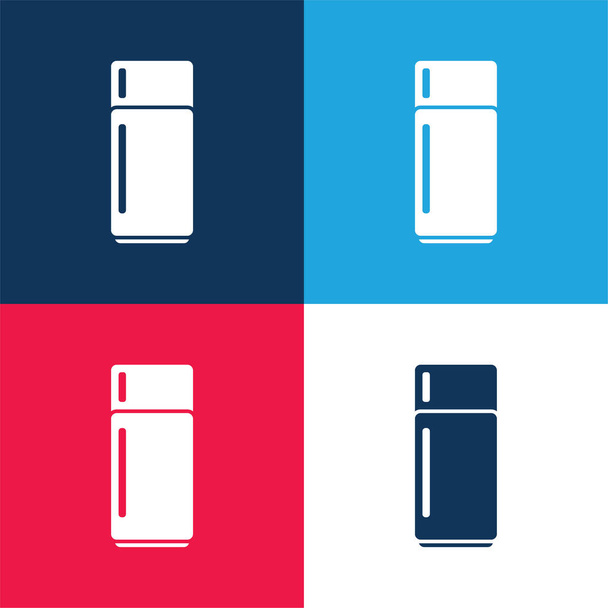 ビッグ冷蔵庫青と赤の4色の最小アイコンセット - ベクター画像