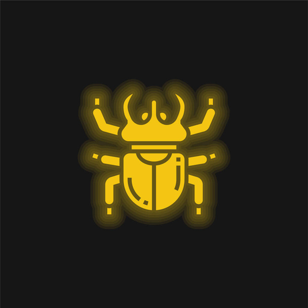 Leuchtendes neongelbes Käfersymbol - Vektor, Bild