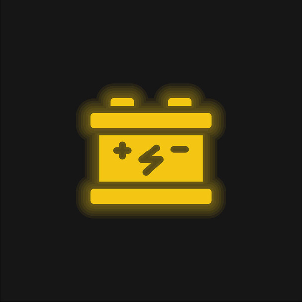 Batería amarillo brillante icono de neón - Vector, Imagen