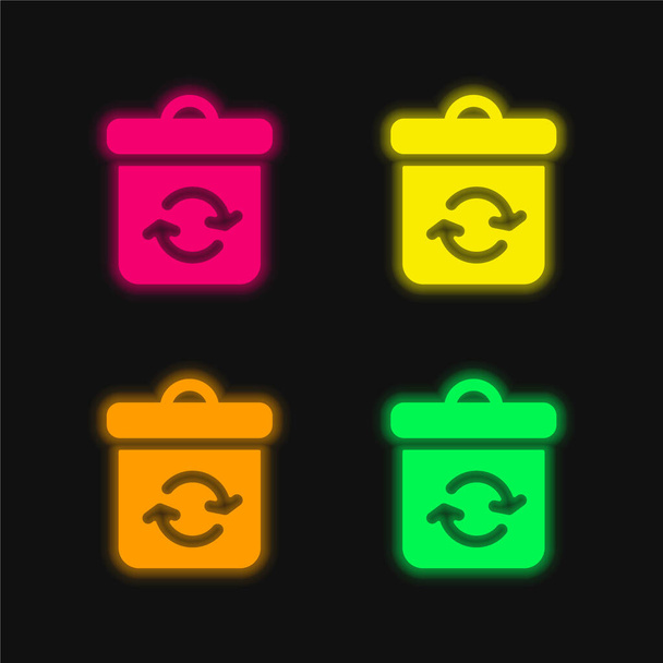 Бін чотири кольори, що світяться неоном Векторна піктограма
 - Вектор, зображення