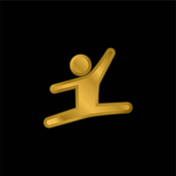 Artistic Gymnast gold plated metalic icon or logo vector - Vector, Image