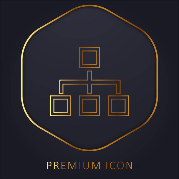 Block Scheme Of Four Squares Outlines golden line premium logo or icon - Vector, Image