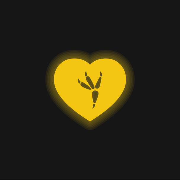 Kuş Yazdırma Sarı Parlak Neon simgesi - Vektör, Görsel