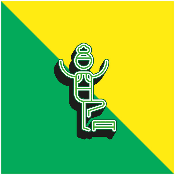 Aerobic verde e giallo moderno logo icona vettoriale 3d - Vettoriali, immagini