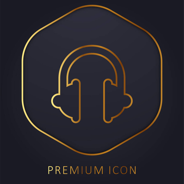 Μεγάλα ακουστικά χρυσή γραμμή πριμοδότηση λογότυπο ή εικονίδιο - Διάνυσμα, εικόνα