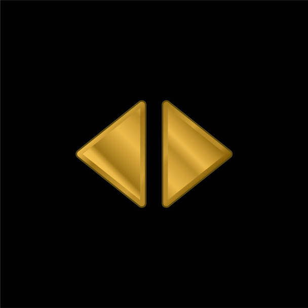 Pfeile rechts und links Gefüllte Dreiecke vergoldet metallisches Symbol oder Logo-Vektor - Vektor, Bild