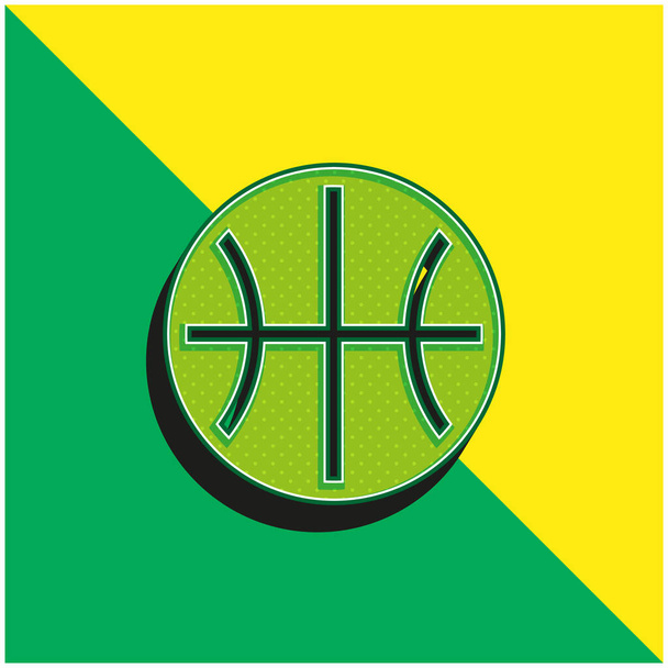 Basketball Logo vectoriel 3D moderne vert et jaune - Vecteur, image
