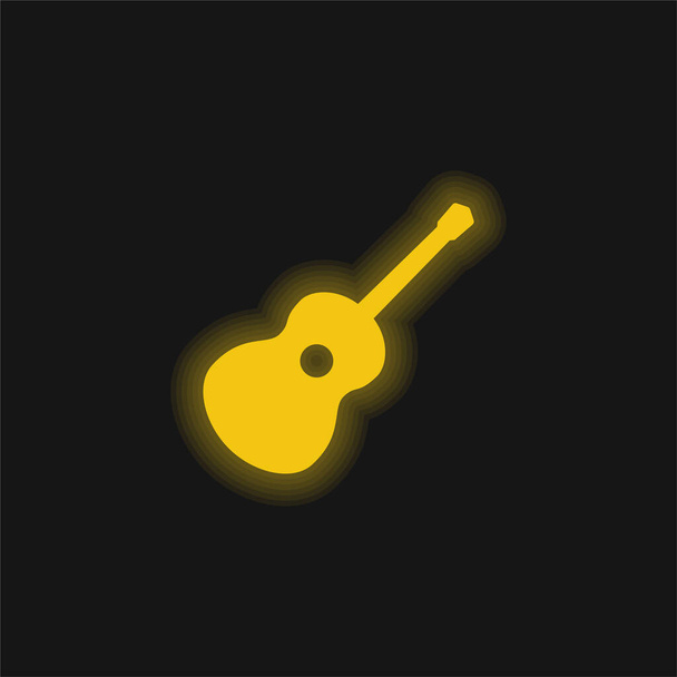 Akustik Gitar sarı parlak neon simgesi - Vektör, Görsel
