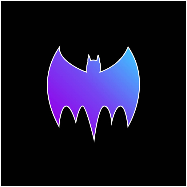 Bat Black Silhouette blue gradient vector icon - Vector, Image