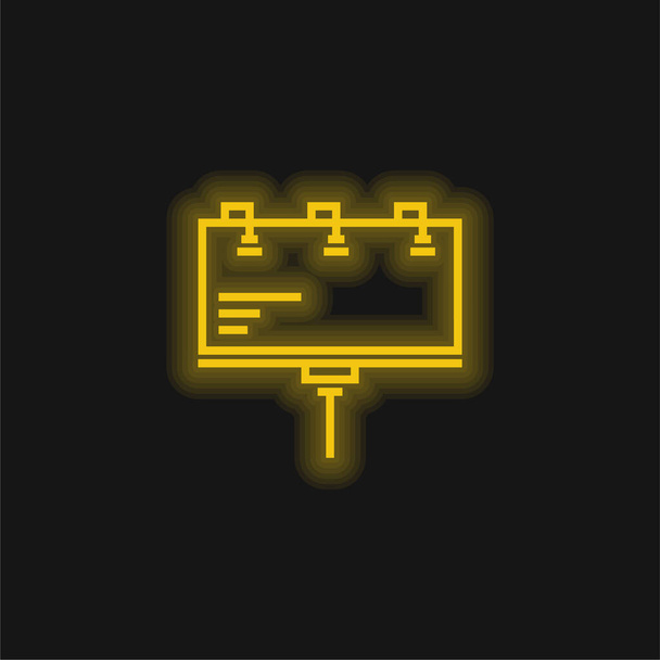 ビルボード黄色の輝くネオンアイコン - ベクター画像