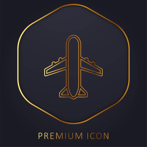 Firma de aeropuerto línea dorada logotipo premium o icono - Vector, Imagen