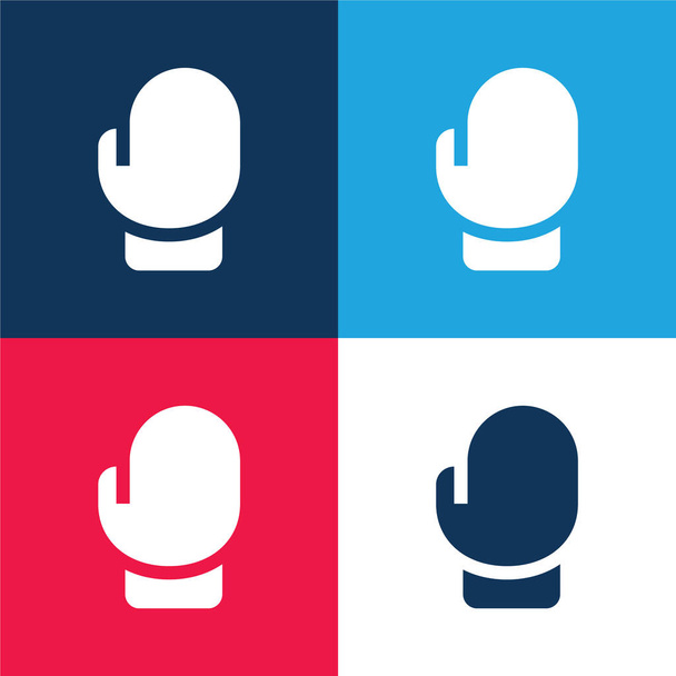 Boxe bleu et rouge quatre couleurs minimum jeu d'icônes - Vecteur, image