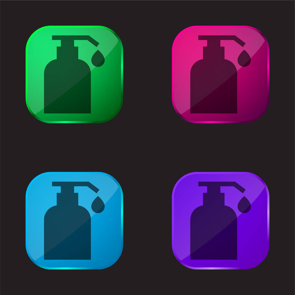 Body Oil négy színű üveg gomb ikon - Vektor, kép