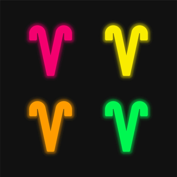 Widder vier Farbe leuchtenden Neon-Vektor-Symbol - Vektor, Bild