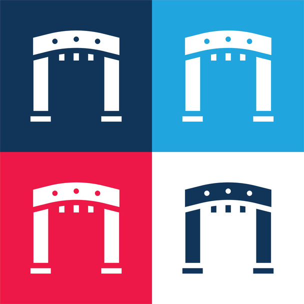 Ensemble d'icônes minime quatre couleurs bleu arc et rouge - Vecteur, image