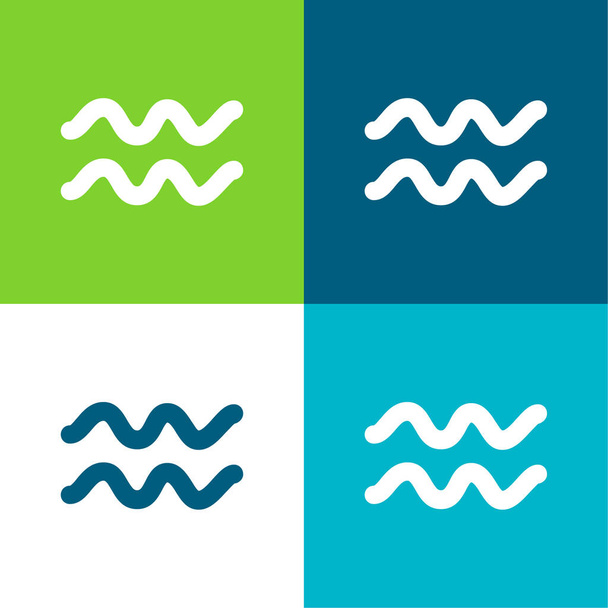 Vodnář znamení zvěrokruh symbol plochý čtyři barvy minimální ikona nastavena - Vektor, obrázek
