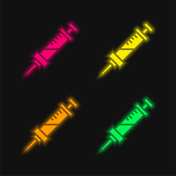Anesthesia four color glowing neon vector icon - Vector, Image
