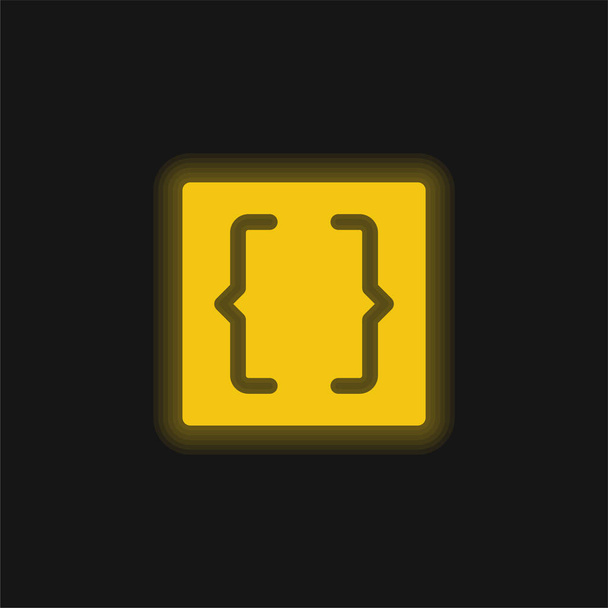 Brackets yellow glowing neon icon - Vector, Image