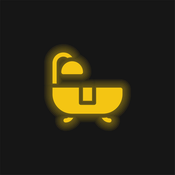 Ванна жовта сяюча неонова іконка
 - Вектор, зображення
