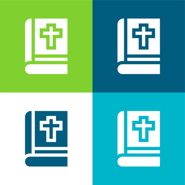 Biblia Gdańska Cztery kolory minimalny zestaw ikon - Wektor, obraz