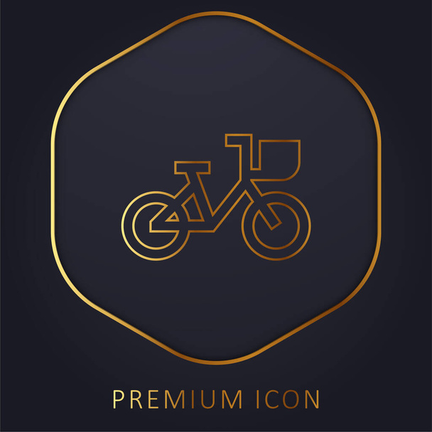 Bicicleta linha dourada logotipo premium ou ícone - Vetor, Imagem