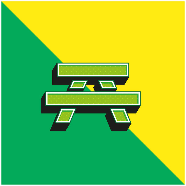 Banco Verde e amarelo moderno logotipo vetor 3d ícone - Vetor, Imagem