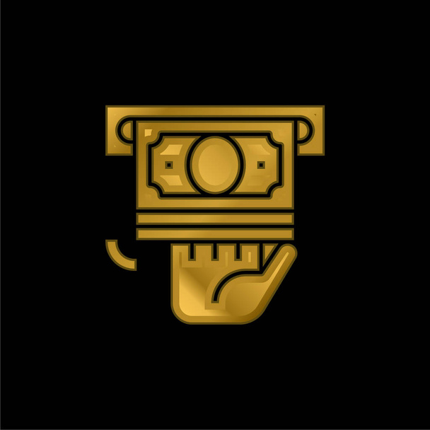 Atm gold plated metalic icon or logo vector - Vector, Image