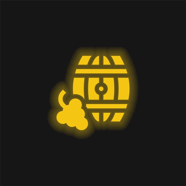 Hordó sárga izzó neon ikon - Vektor, kép