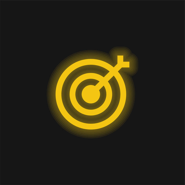 Tir à l'arc jaune brillant icône néon - Vecteur, image