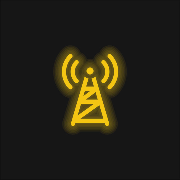 Antenna yellow glowing neon icon - Vector, Image