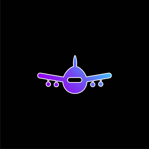 Avião Vista frontal ícone do vetor gradiente azul - Vetor, Imagem