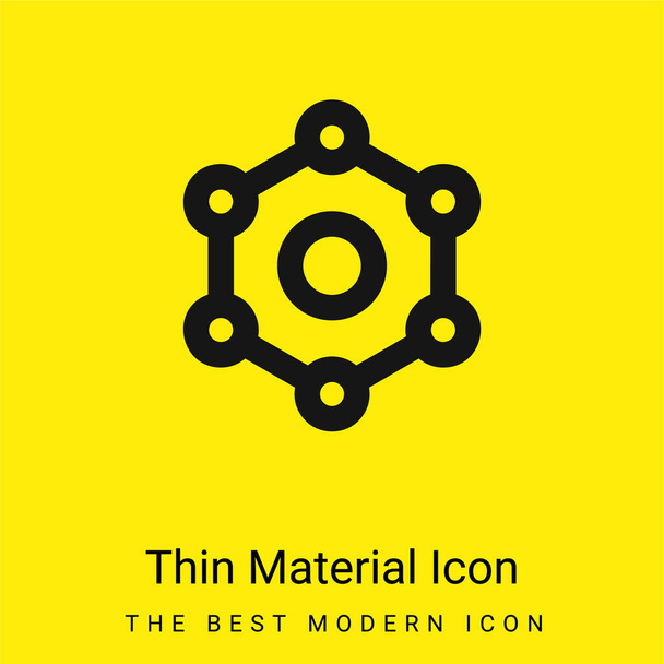 Benzene minimal bright yellow material icon - Vector, Image