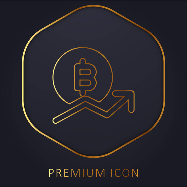 Bitcoin línea de oro logotipo premium o icono - Vector, Imagen