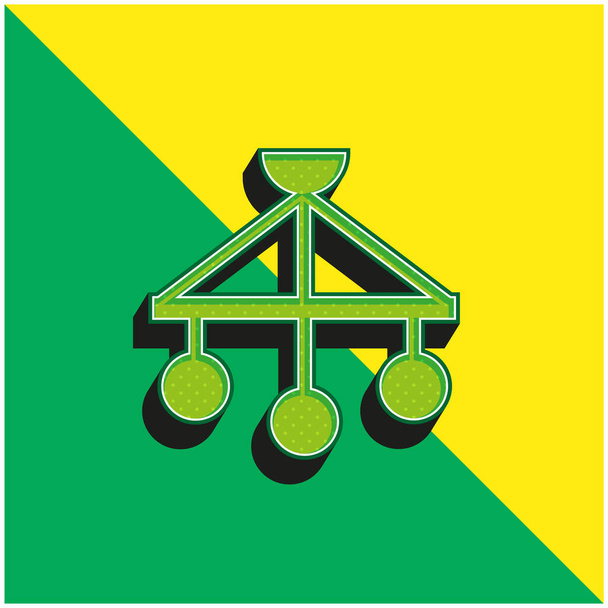 ベビーモバイルグリーンと黄色のモダンな3Dベクトルアイコンのロゴ - ベクター画像