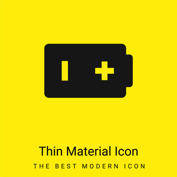 Battery minimal bright yellow material icon - Vector, Image